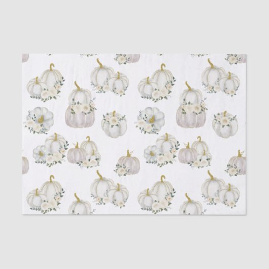 Waterverf White Pumpkin Roos Baby shower Tissuepapier (Voorkant)