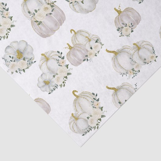 Waterverf White Pumpkin Roos Baby shower Tissuepapier (Detail)