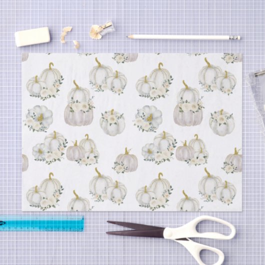 Waterverf White Pumpkin Roos Baby shower Tissuepapier (Craft)