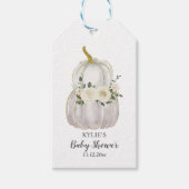 Waterverf White Pumpkin Thanksgiving Baby shower Cadeaulabel (Voorkant)