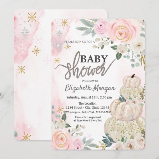 Waterverf White Pumpkins Baby shower Kaart (Voorkant / Achterkant)