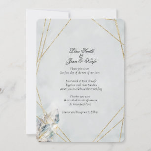 Waterverf White Quartz Modern Wedding Invitation Kaart