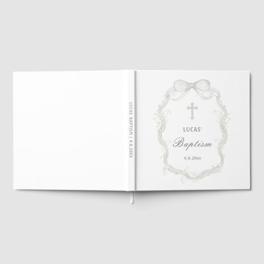 Waterverf White Ribbon Baby's Breath Doop Gastenboek (Volledig)