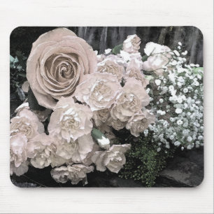 Waterverf White Rose Carnans Baby's Breath Muismat