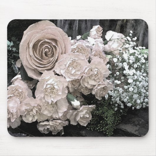 Waterverf White Rose Carnans Baby's Breath Muismat (Voorkant)