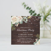 Waterverf White Rose Corporate Kerstparty Kaart (Staand voorkant)