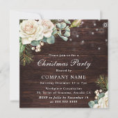 Waterverf White Rose Corporate Kerstparty Kaart (Voorkant)