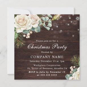 Waterverf White Rose Corporate Kerstparty Kaart