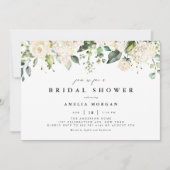 Waterverf White Rose en Hydrangea Vrijgezellenfees Kaart (Voorkant)