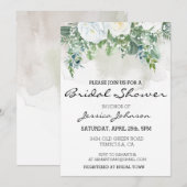 Waterverf White Rose Eucalyptus Floral Bouquet Kaart (Voorkant / Achterkant)