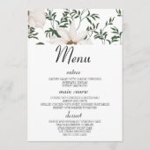 Waterverf White Rose Wedding Table Menu Kaarten (Voorkant)