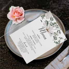 Waterverf White Rose Wedding Table Menu Kaarten