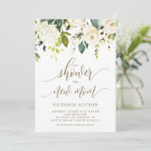 Waterverf White Roses and Hydrangeas Baby shower Kaart (Staand voorkant)