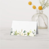 Waterverf White Roses and Hydrangeas Wedding Plaatskaartje (Voorkant)