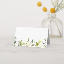 Waterverf White Roses and Hydrangeas Wedding Plaatskaartje