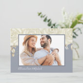 Waterverf White Roses Dusty Blue Elegant Save The Date (Staand voorkant)