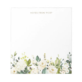 Waterverf White Roses en Hydrangeas Garland Notitieblok