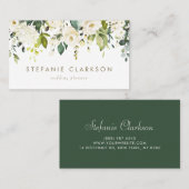 Waterverf White Roses en Hydrangeas Garland Visitekaartje (Voorkant / Achterkant)