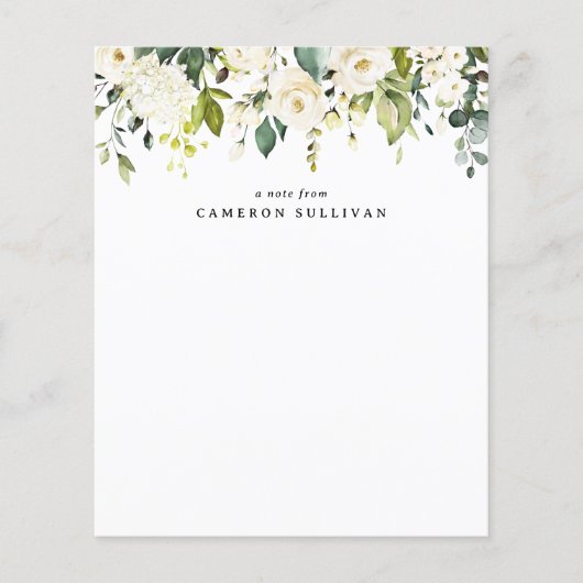 Waterverf White Roses en Hydrangeas Stationery (Voorkant)
