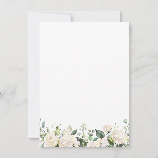 Waterverf White Roses Foliage Engagement Party Kaart (Achterkant)