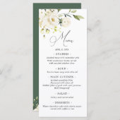 Waterverf White Roses Greenery Wedding Menu (Voorkant / Achterkant)