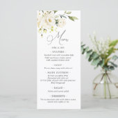 Waterverf White Roses Greenery Wedding Menu (Staand voorkant)