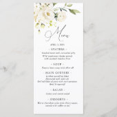 Waterverf White Roses Greenery Wedding Menu (Voorkant)