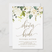 Waterverf White Roses & Hydrangeas Vrijgezellenfee Kaart (Voorkant)