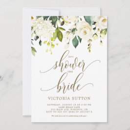 Waterverf White Roses & Hydrangeas Vrijgezellenfee Kaart