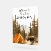 Waterverf White Rustic Woodland Camping Verjaardag Acryl Bord (Hoek)