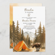 Waterverf White Rustic Woodland Camping Verjaardag