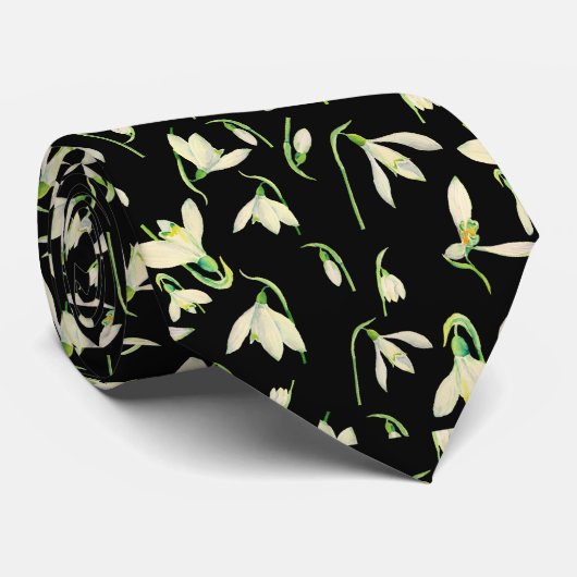 Waterverf White Snowdruppels Stropdas (Opgerold)