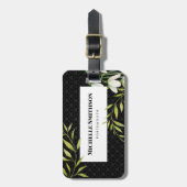 Waterverf White Snowdrups en Laurel Damask Bagagelabel (Voorkant verticaal)