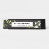 Waterverf White Snowdrups en Laurel Damask Bureau Naambordje (Voorkant)