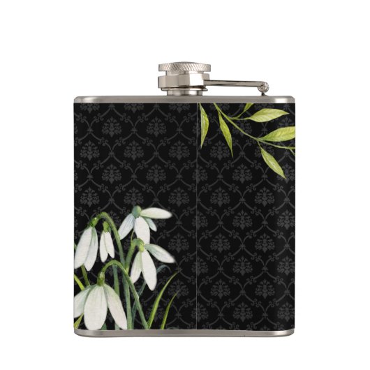 Waterverf White Snowdrups en Laurel Damask Heupfles (Achterkant)