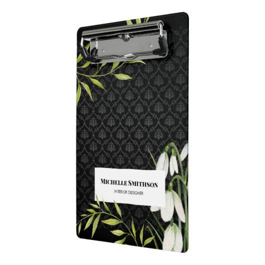 Waterverf White Snowdrups en Laurel Damask Mini Klembord (Angled2)