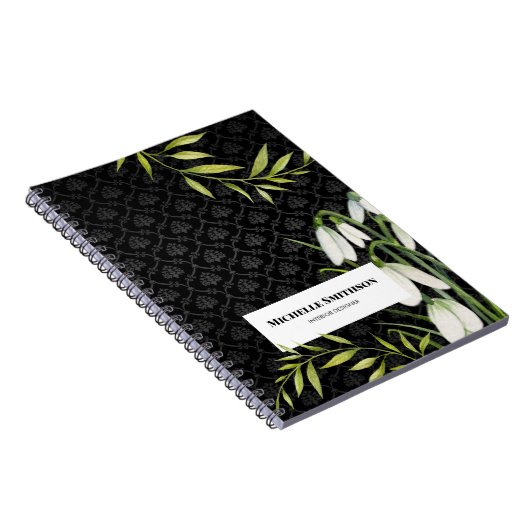 Waterverf White Snowdrups en Laurel Damask Notitieboek (Rechterzijde)