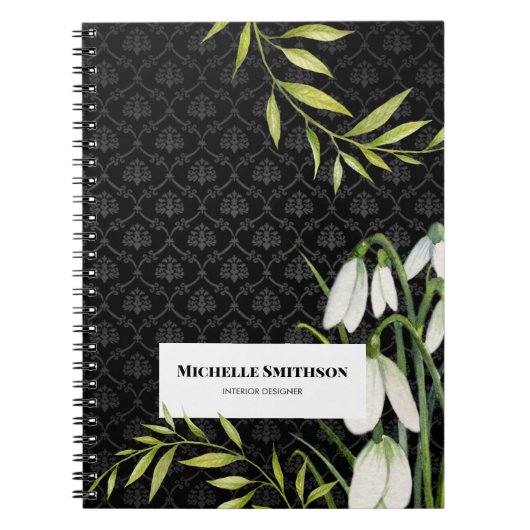 Waterverf White Snowdrups en Laurel Damask Notitieboek (Voorkant)