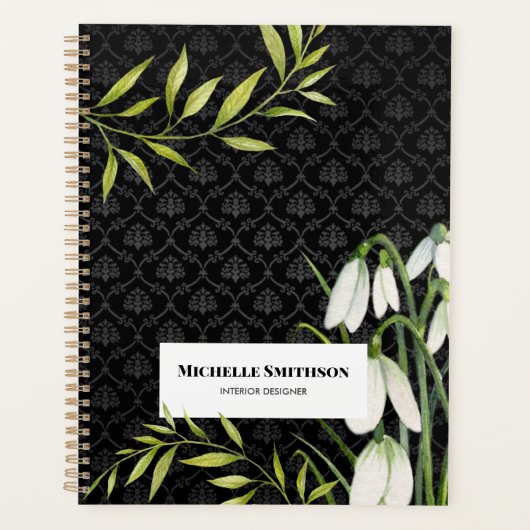 Waterverf White Snowdrups en Laurel Damask Planner (Voorkant)
