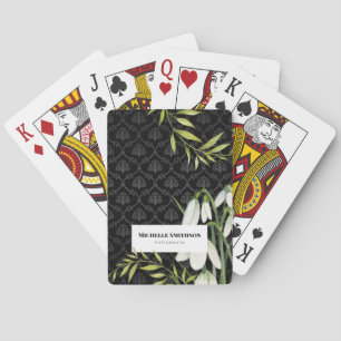 Waterverf White Snowdrups en Laurel Damask Pokerkaarten