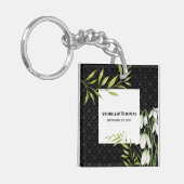 Waterverf White Snowdrups en Laurel Damask Sleutelhanger (Voorkant Links)