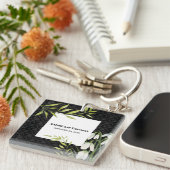 Waterverf White Snowdrups en Laurel Damask Sleutelhanger (Voorkant Rechts)