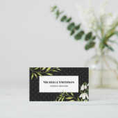 Waterverf White Snowdrups en Laurel Damask Visitekaartje (Staand voorkant)
