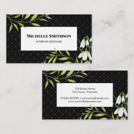 Waterverf White Snowdrups en Laurel Damask Visitekaartje