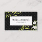 Waterverf White Snowdrups en Laurel Damask Visitekaartje (Voorkant)