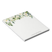 Waterverf White Spring Flowers Aangepaste naam Notitieblok (Schuin)