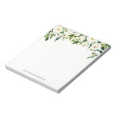 Waterverf White Spring Flowers Aangepaste naam Notitieblok (Linkerzijde)