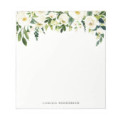 Waterverf White Spring Flowers Aangepaste naam Notitieblok (Voorkant)