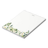 Waterverf White Spring Flowers gepersonaliseerd Notitieblok (Linkerzijde)