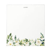 Waterverf White Spring Flowers gepersonaliseerd Notitieblok (Voorkant)